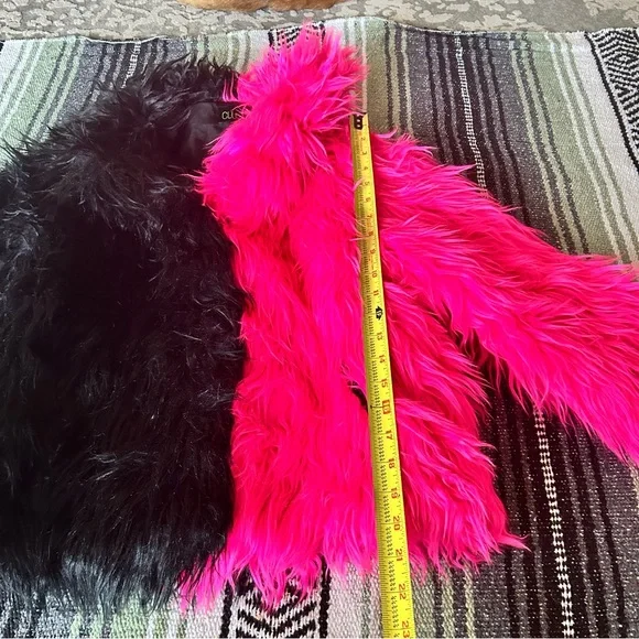NWT club exx dolls kill black and pink split furry fluffy jacket - Picture 3 of 7